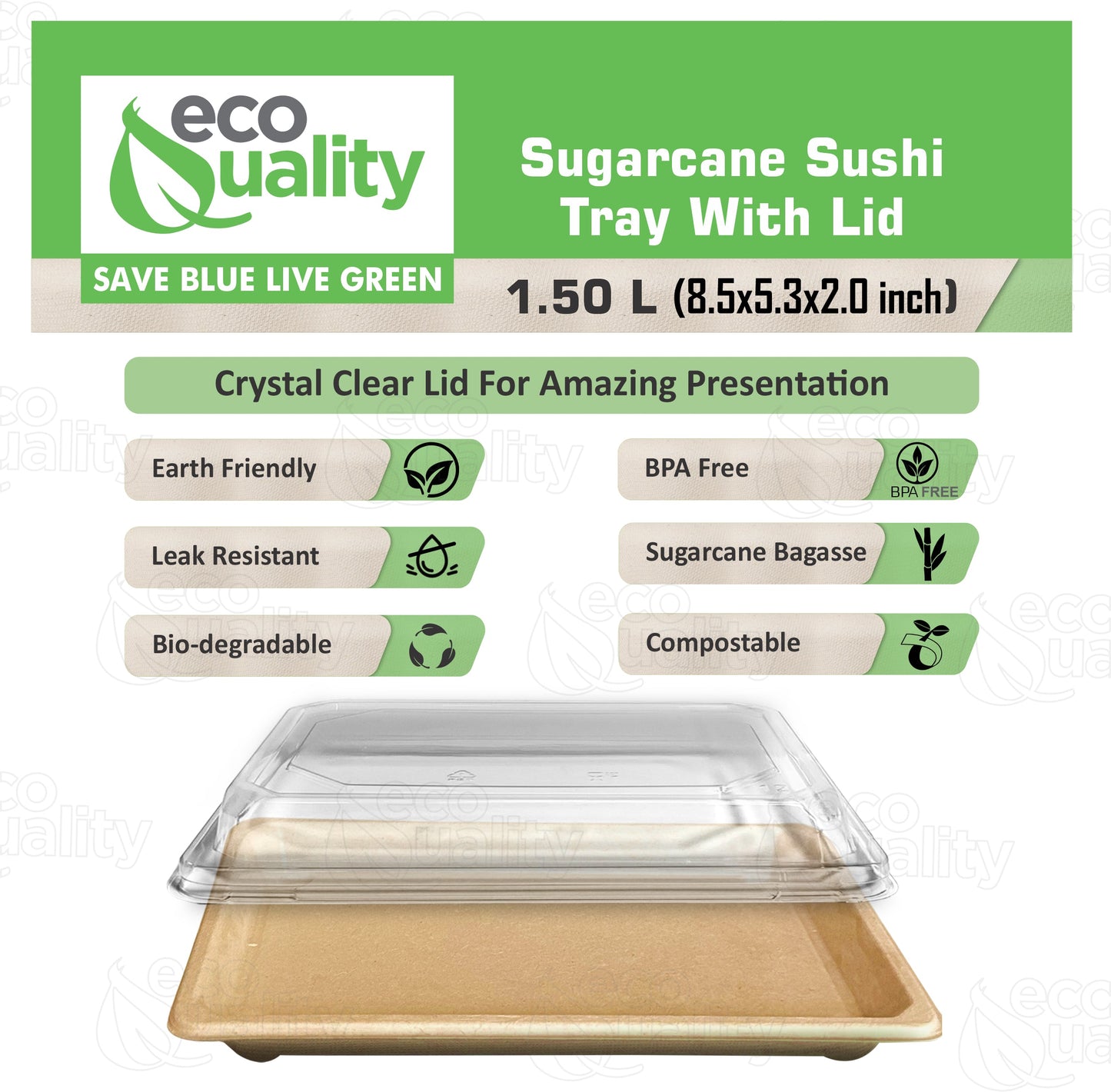 Compostable Container Natural Sugarcane Sushi Trays with lids