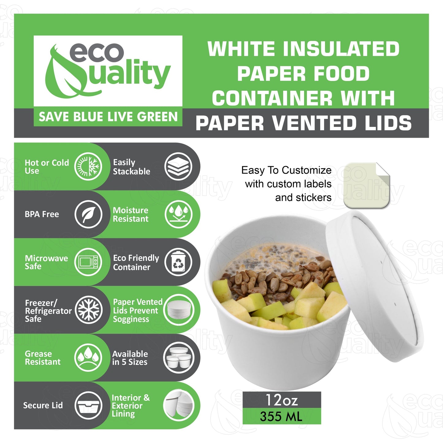 Disposable White Paper Soup Containers Ice-Cream Paper Cup With Vented Lids