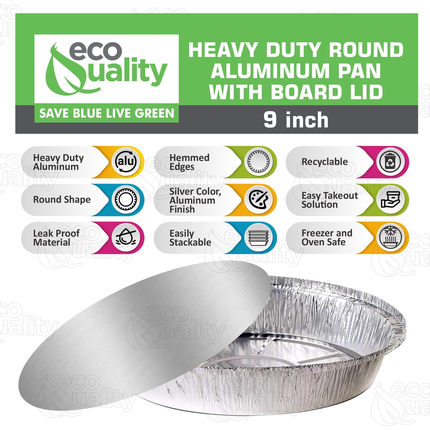 9" Disposable Aluminum Foil Round Take-Out Pans with Board Lids