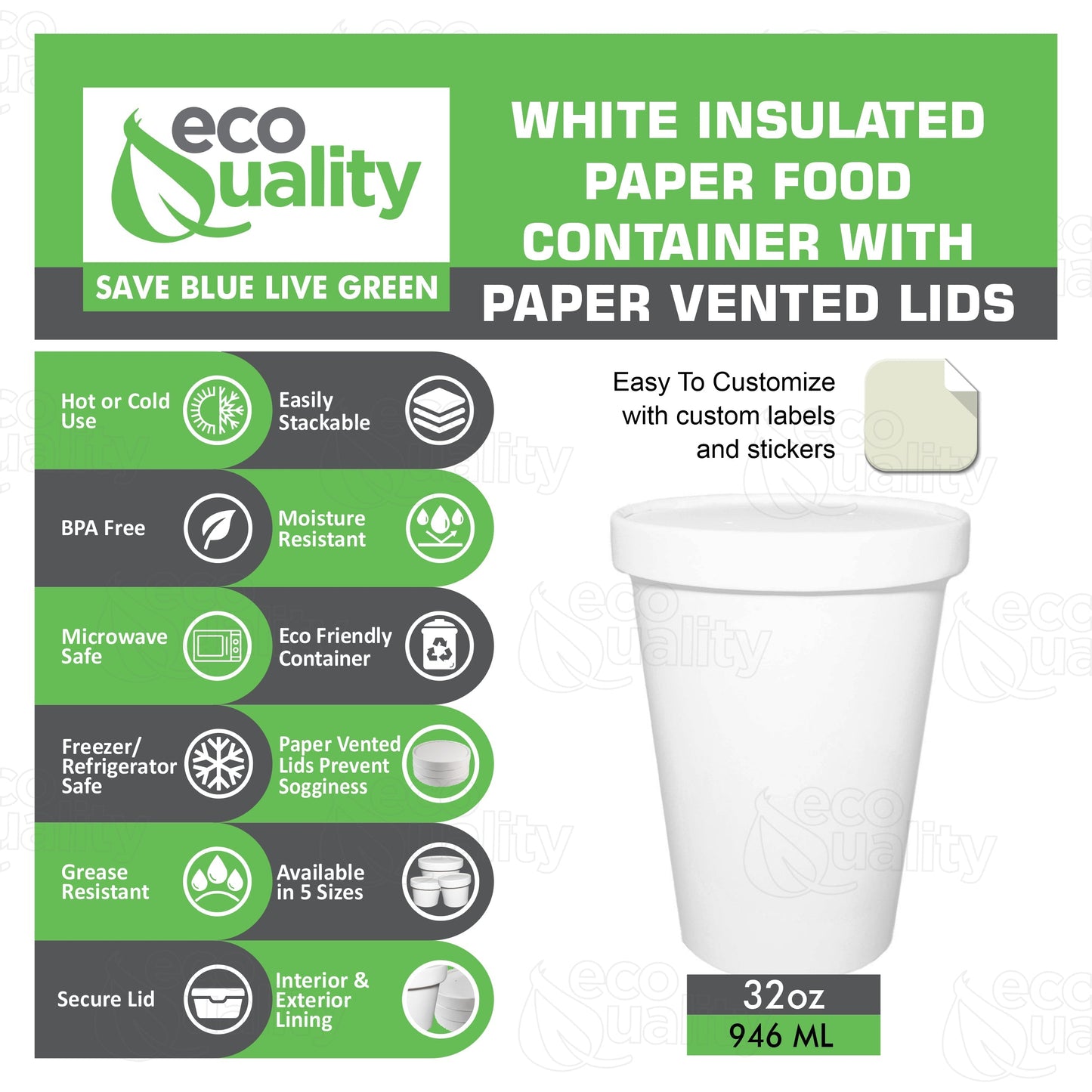 Disposable White Paper Soup Containers Ice-Cream Paper Cup With Vented Lids