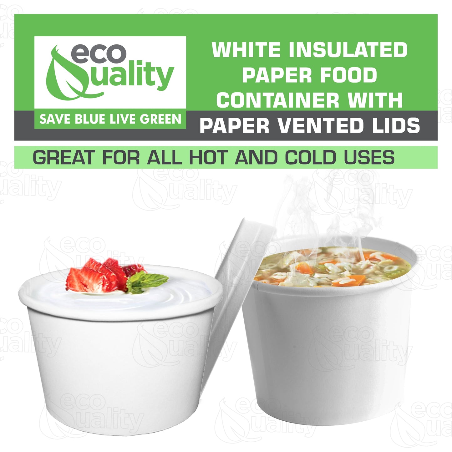 Disposable White Paper Soup Containers Ice-Cream Paper Cup With Vented Lids