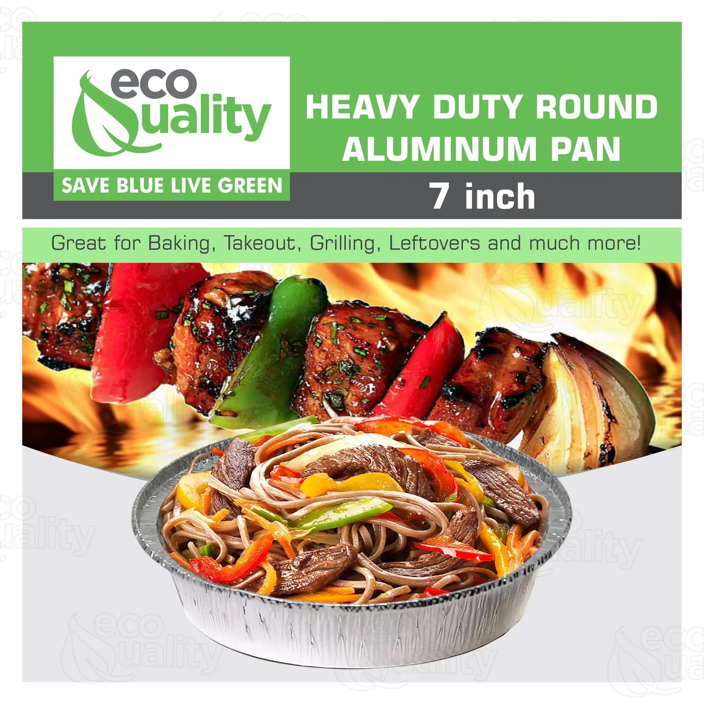 Restaurant Meal Prep Food Trucks Caterers Buffet serve Cold hot food affordable bulk economical commercial wholesale freezer safe reusable recyclable High Quality Recyclable Aluminum Take out to go container tin Round Foil Aluminum Pan ecoquality Baking Oven Cake Supplies heavy duty strong sturdy dinner lunch breakfast  entrees, appetizers, sides, or even desserts container hemmed edges silver stackable round leak proof  7 inches diameter 22 fluid ounces oz