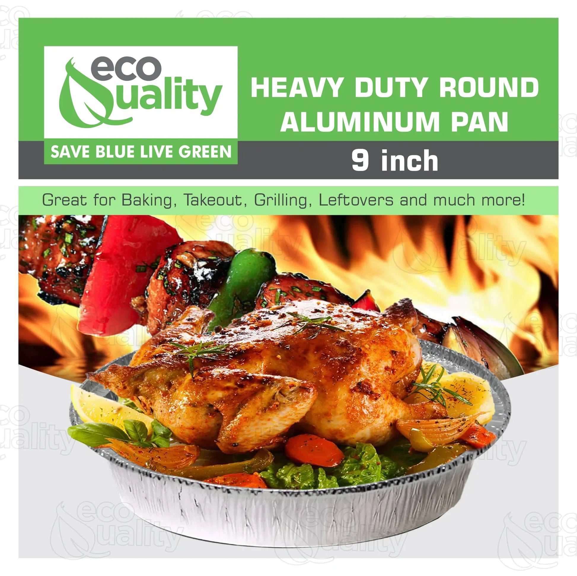 Restaurant Meal Prep Food Trucks Caterers Buffet serve Cold hot food affordable bulk economical commercial wholesale freezer safe reusable recyclable High Quality Recyclable Aluminum Take out to go container tin Round Foil Aluminum Pan ecoquality Baking Oven Cake Supplies heavy duty strong sturdy dinner lunch breakfast  entrees, appetizers, sides, or even desserts container hemmed edges silver stackable round leak proof  9 inches diameter 44 fluid ounces oz