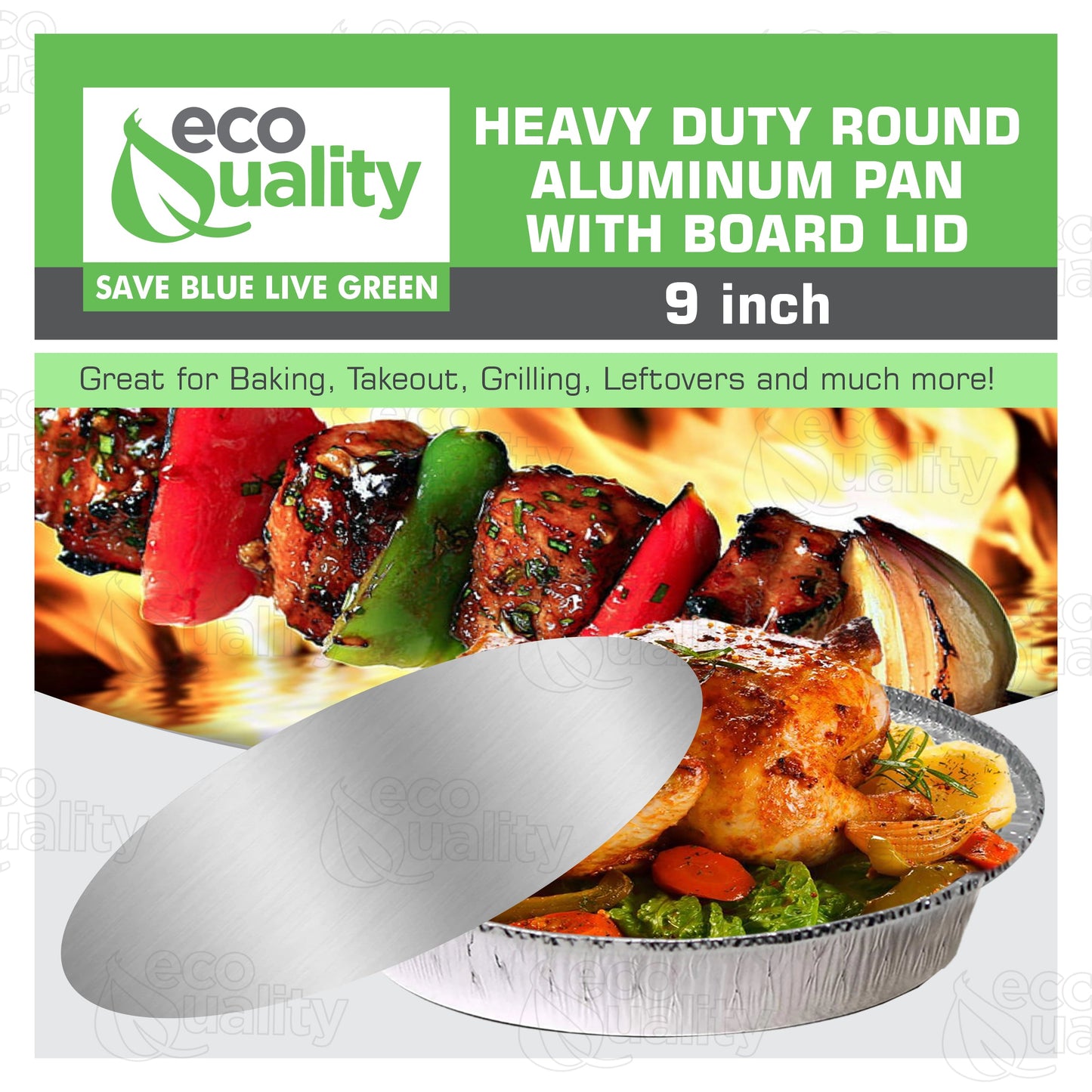 9" Disposable Aluminum Foil Round Take-Out Pans with Board Lids