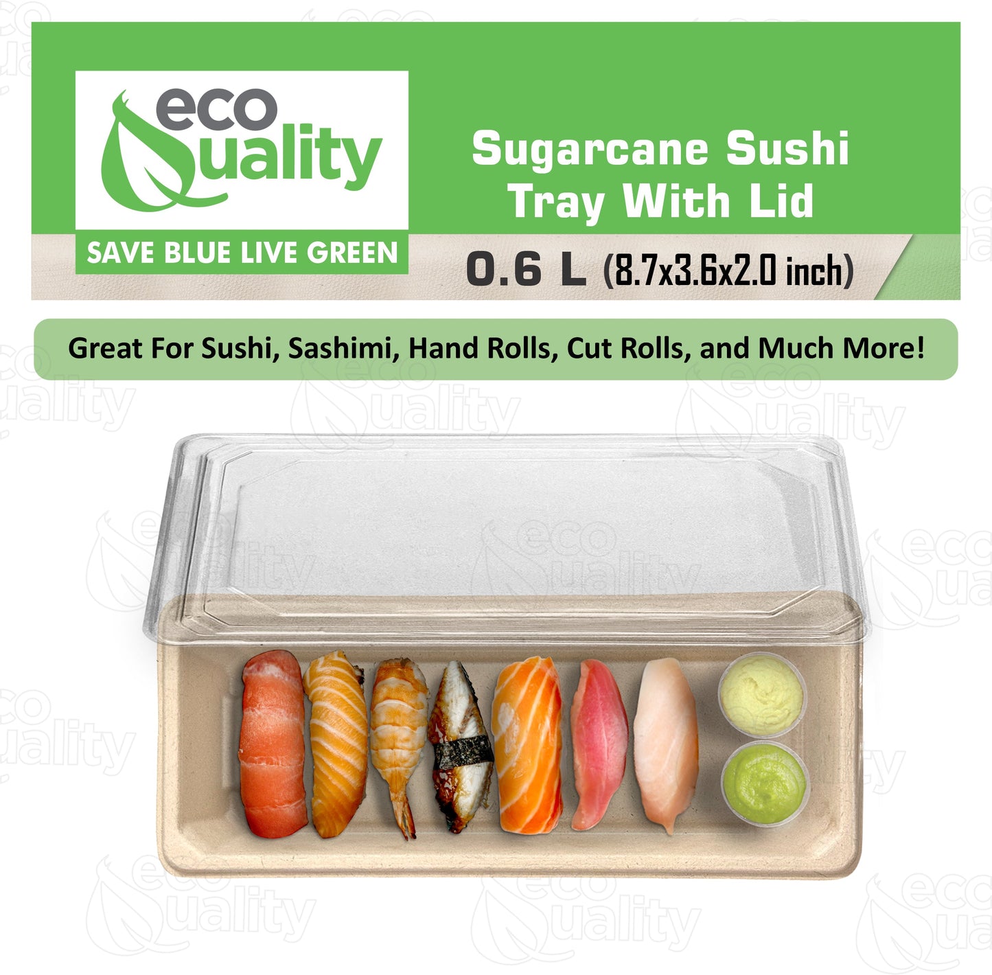 Compostable Packaging, Sustainable Sushi Tray, Eco-Friendly Food Packaging, Biodegradable Sushi Platter, Green Packaging Solution, Environmentally Friendly Tray, Zero-Waste Sushi Packaging, Bioplastics Sushi Tray, Earth-Friendly Sushi Container, Organic Waste Composting, Biodegradable Food Service, Natural Fiber Sushi Platter, Eco-conscious Sushi Packaging, Compostable Takeout Container