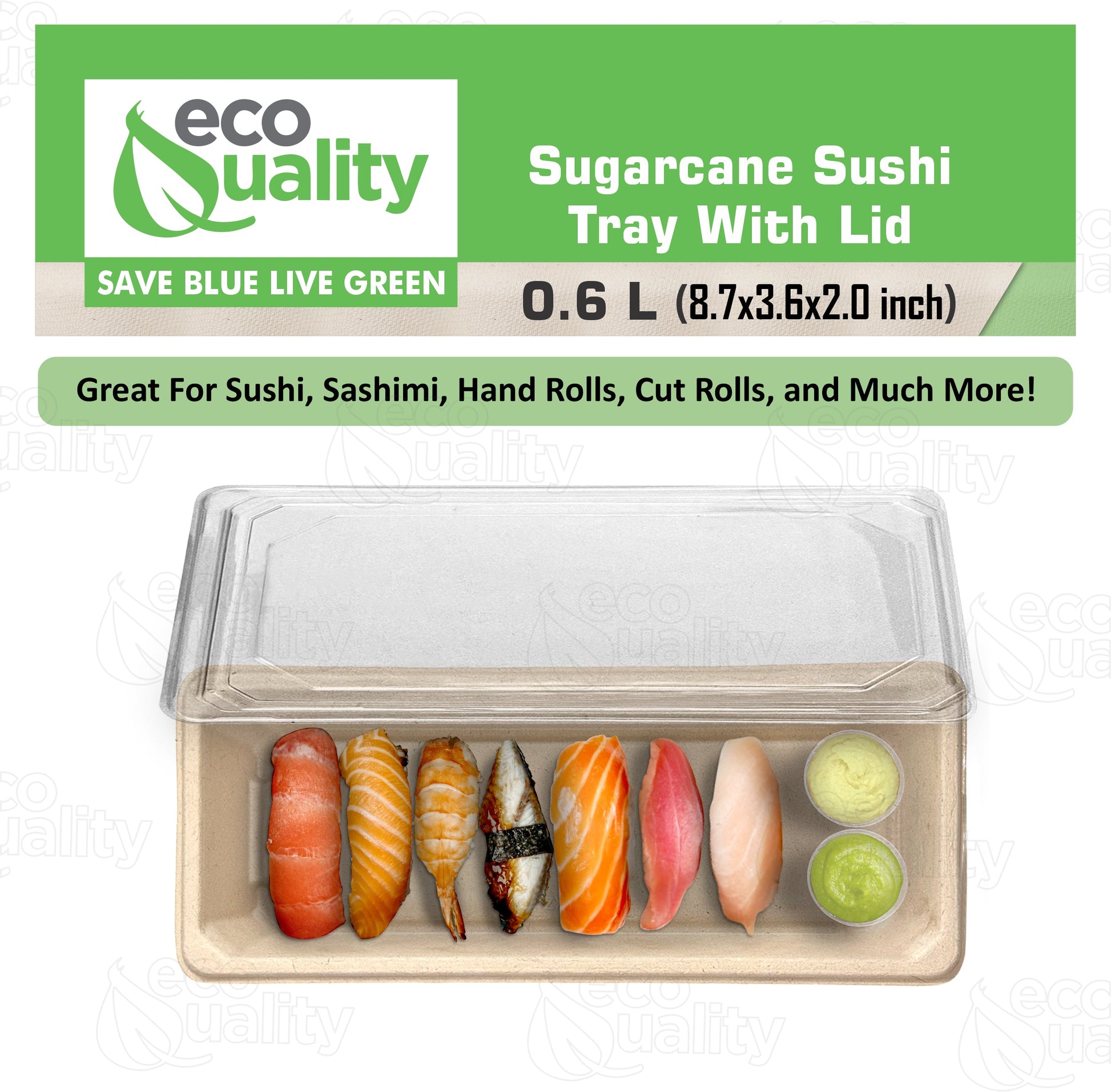 Compostable Packaging, Sustainable Sushi Tray, Eco-Friendly Food Packaging, Biodegradable Sushi Platter, Green Packaging Solution, Environmentally Friendly Tray, Zero-Waste Sushi Packaging, Bioplastics Sushi Tray, Earth-Friendly Sushi Container, Organic Waste Composting, Biodegradable Food Service, Natural Fiber Sushi Platter, Eco-conscious Sushi Packaging, Compostable Takeout Container