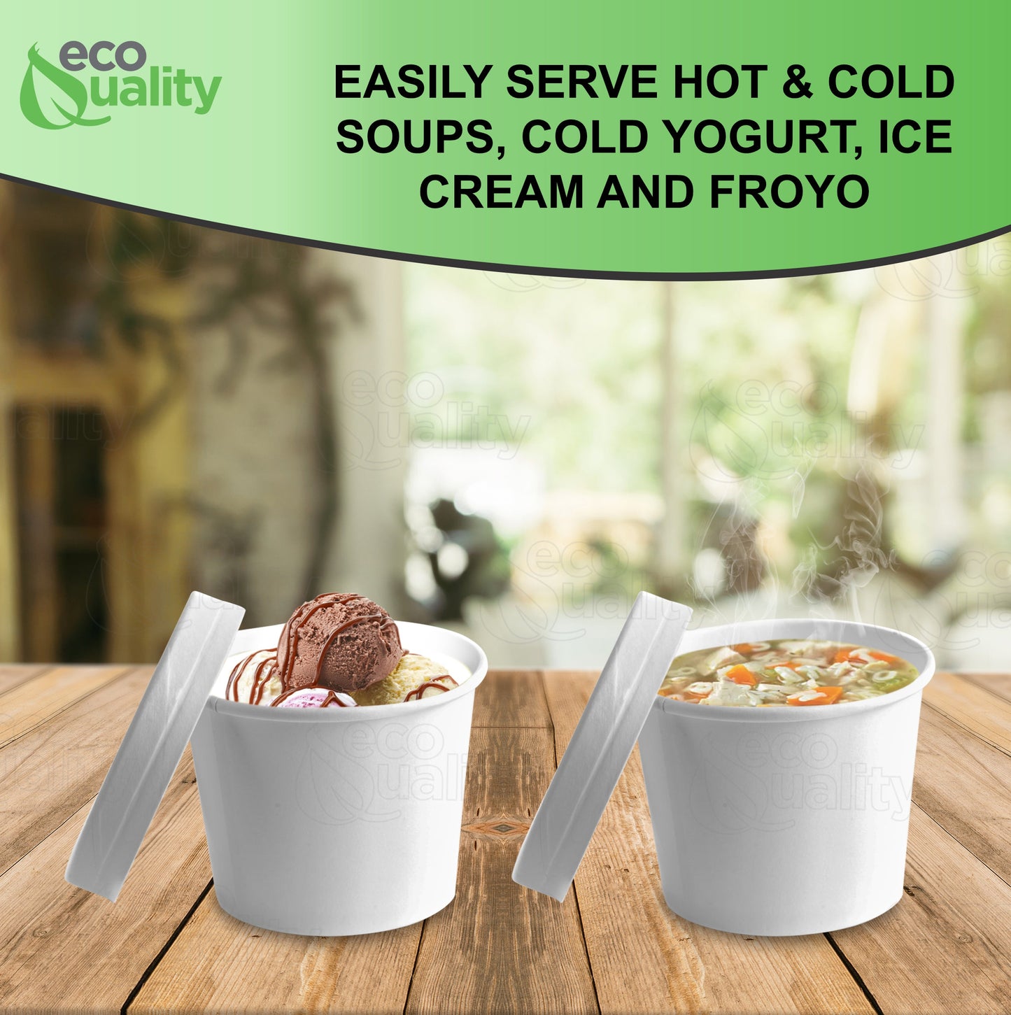 Disposable White Paper Soup Containers Ice-Cream Paper Cup With Vented Lids