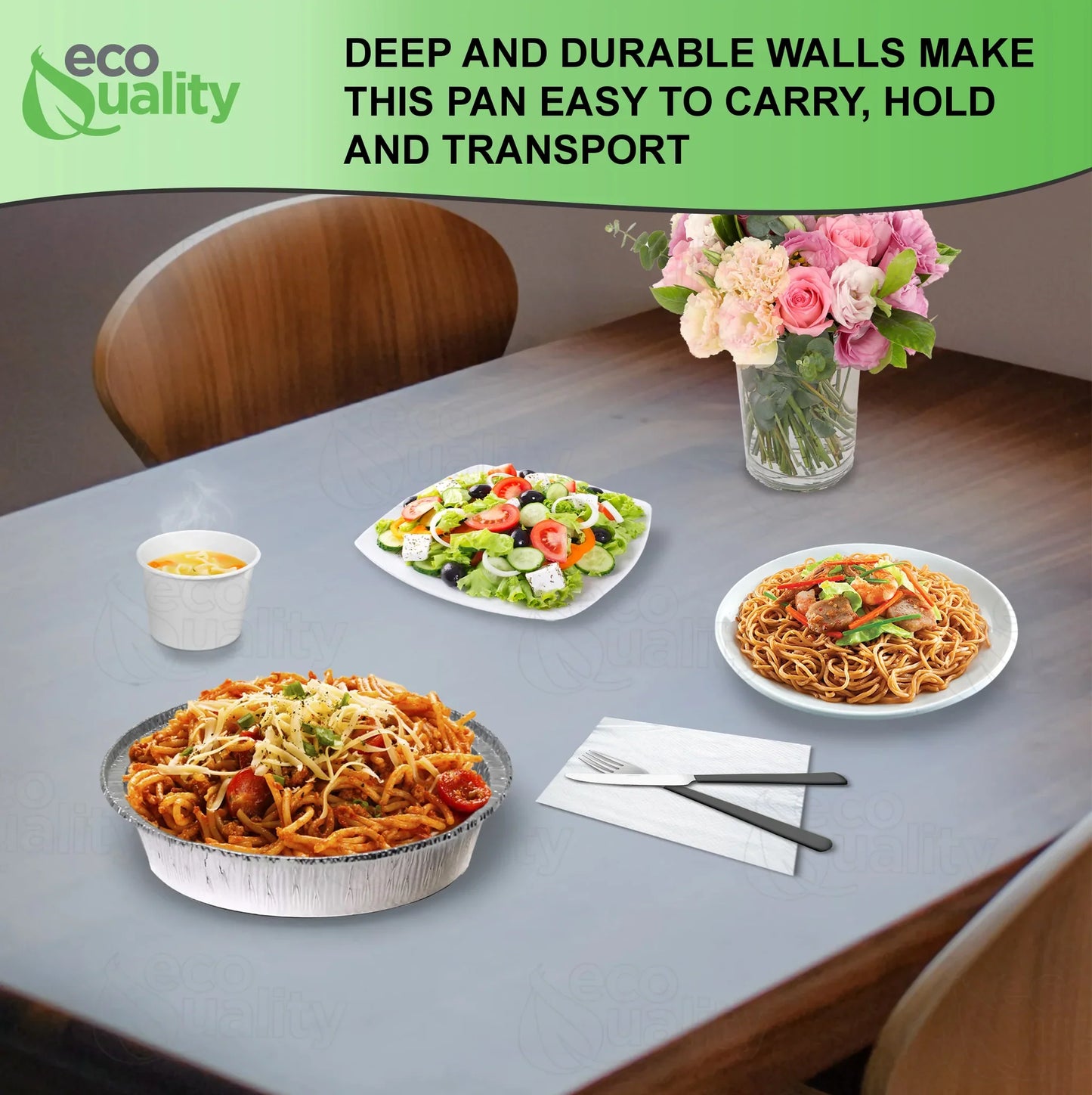 Restaurant Meal Prep Food Trucks Caterers Buffet serve Cold hot food affordable bulk economical commercial wholesale freezer safe reusable recyclable High Quality Recyclable Aluminum Take out to go container tin Round Foil Aluminum Pan ecoquality Baking Oven Cake Supplies heavy duty strong sturdy dinner lunch breakfast  entrees, appetizers, sides, or even desserts container hemmed edges silver stackable round leak proof  7 inches diameter 22 fluid ounces oz