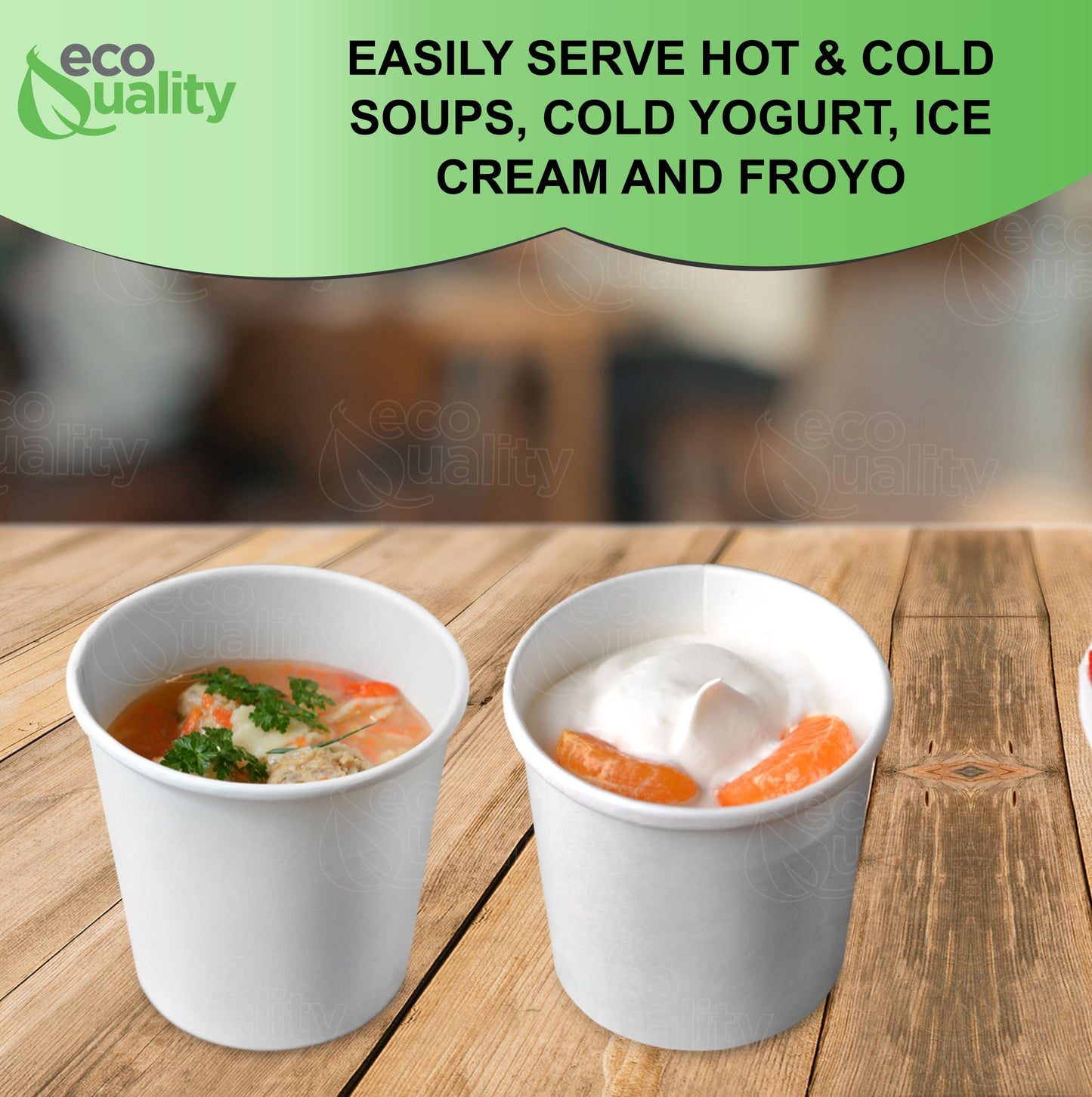 26oz Disposable White Paper Soup Containers Ice Cream Yogurt Cups