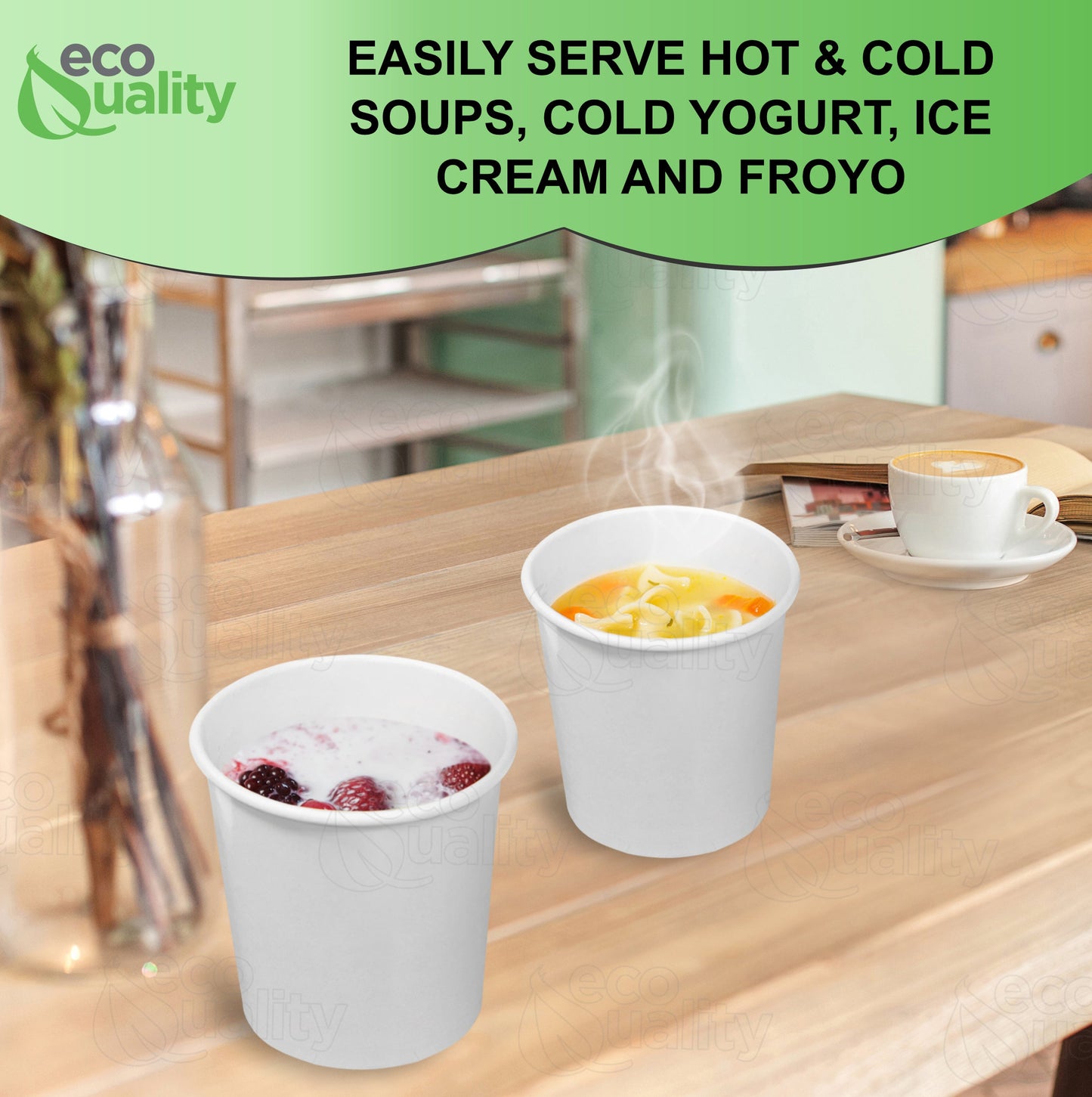 16oz Disposable White Paper Soup Containers Ice Cream Yogurt Cups