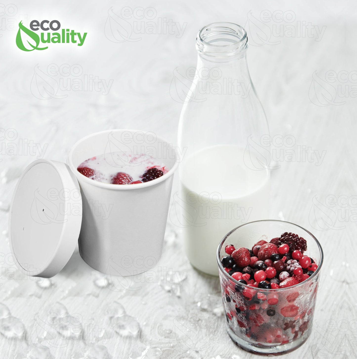 16oz Disposable White Paper Soup Containers Ice-Cream Paper Cup With Vented Lids
