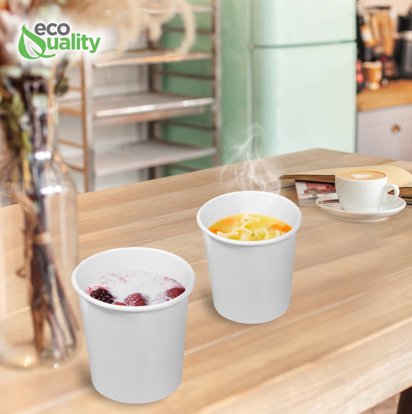 16oz Disposable White Paper Soup Containers Ice Cream Yogurt Cups