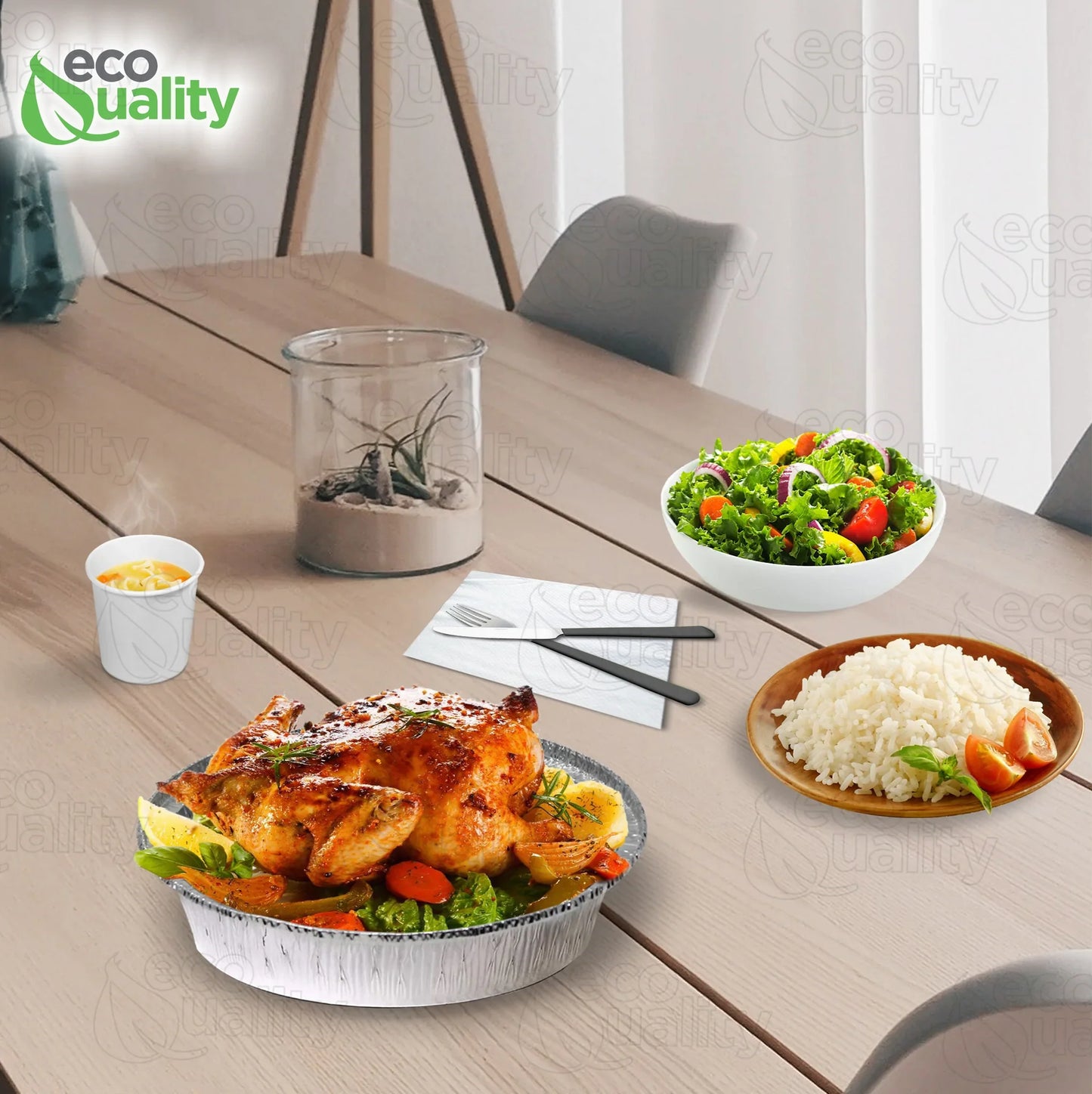 Restaurant Meal Prep Food Trucks Caterers Buffet serve Cold hot food affordable bulk economical commercial wholesale freezer safe reusable recyclable High Quality Recyclable Aluminum Take out to go container tin Round Foil Aluminum Pan ecoquality Baking Oven Cake Supplies heavy duty strong sturdy dinner lunch breakfast  entrees, appetizers, sides, or even desserts container hemmed edges silver stackable round leak proof  9 inches diameter 44 fluid ounces oz