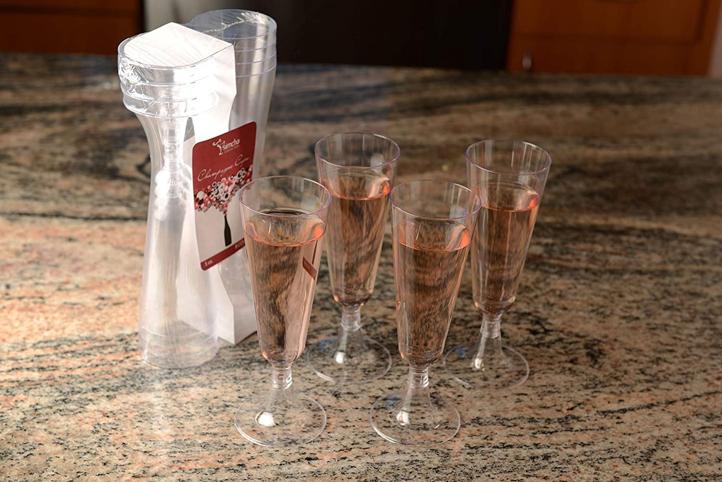 Plastic Champagne Flutes 5 oz - Disposable Clear Glass Like Flutes - Champagne Glasses BPA Free - Weddings, Parties, Cocktail, Mimosas, Wine, Sodas