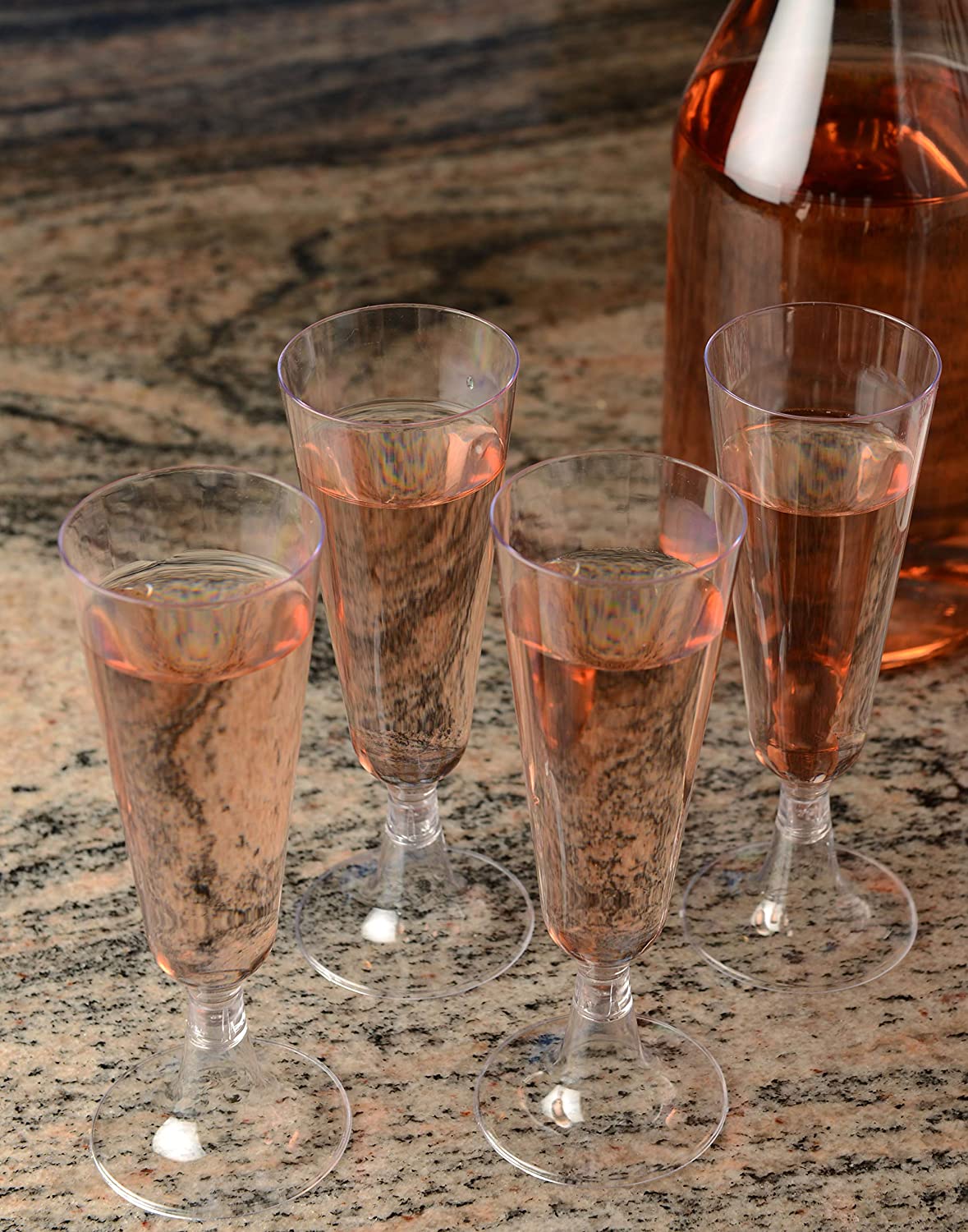 Plastic Champagne Flutes 5 oz - Disposable Clear Glass Like Flutes - Champagne Glasses BPA Free - Weddings, Parties, Cocktail, Mimosas, Wine, Sodas