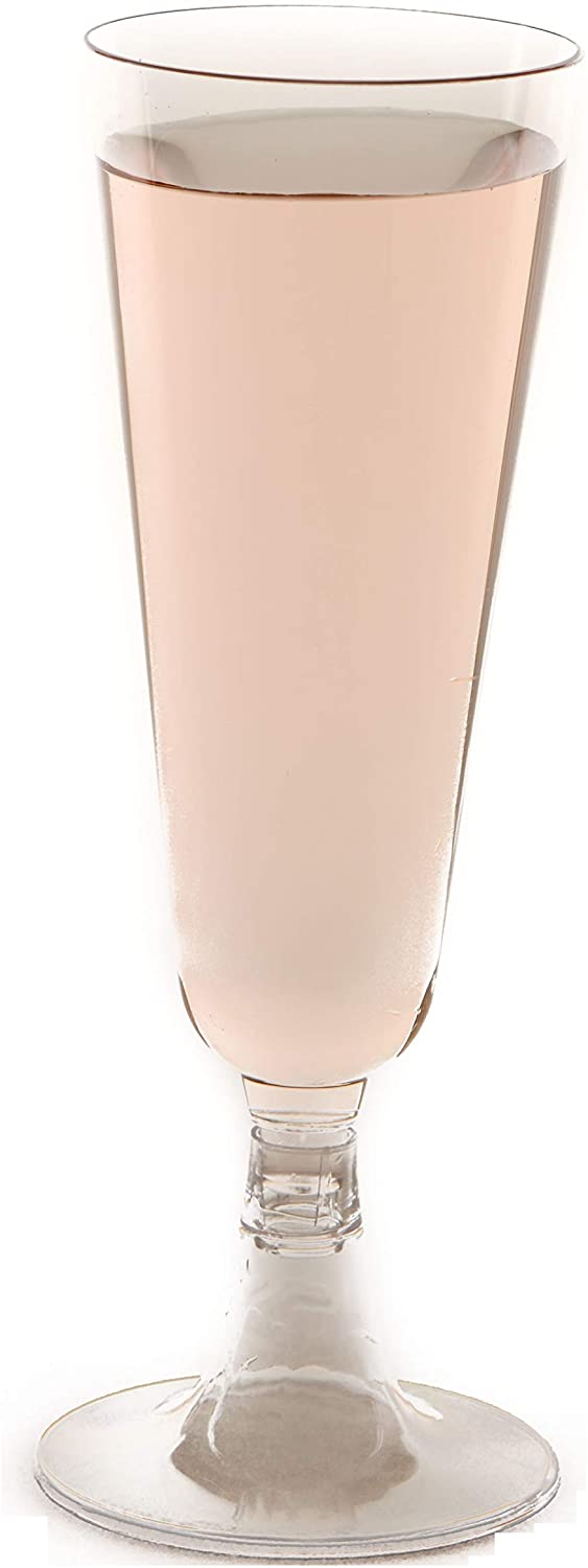 Plastic Champagne Flutes 5 oz - Disposable Clear Glass Like Flutes - Champagne Glasses BPA Free - Weddings, Parties, Cocktail, Mimosas, Wine, Sodas