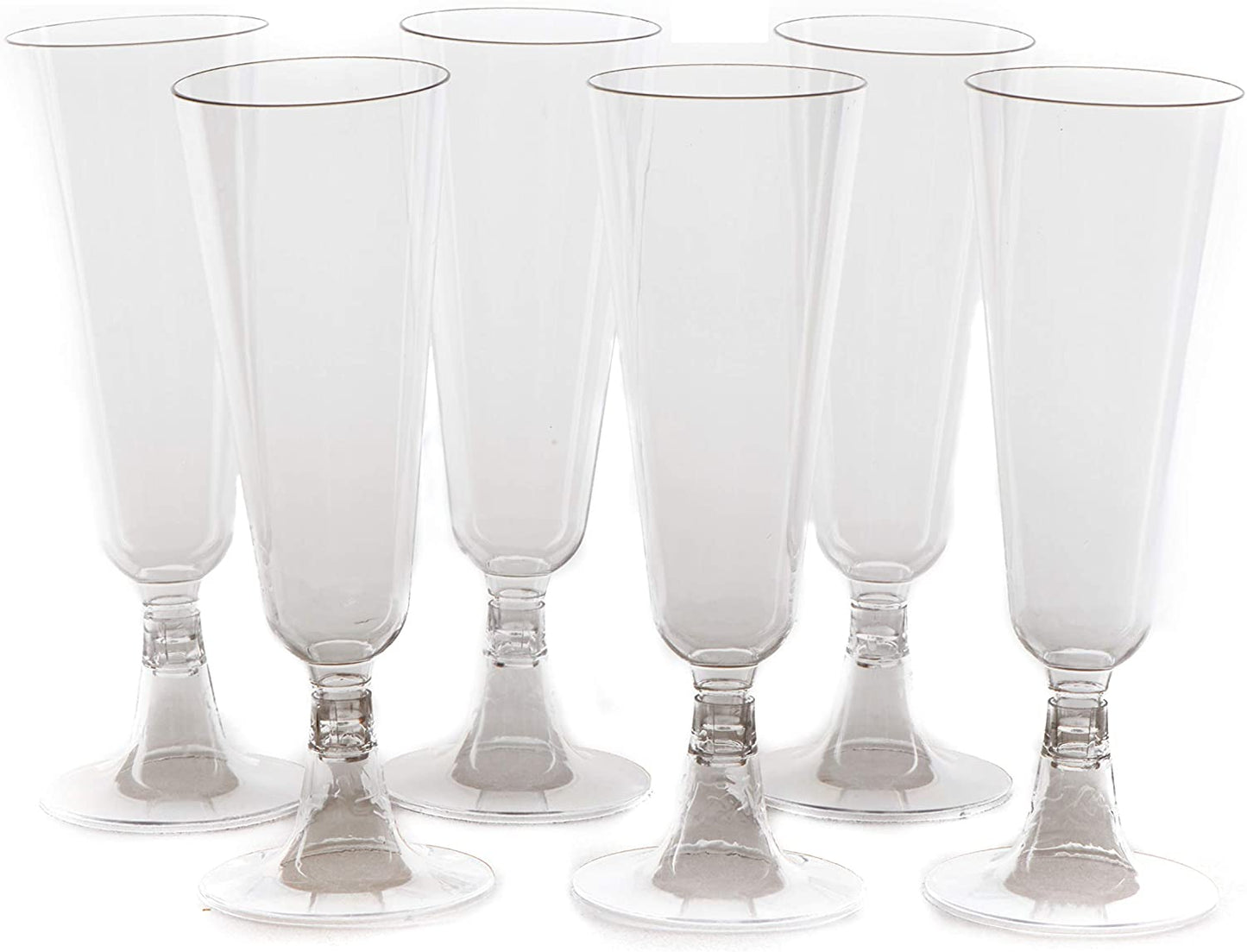 Plastic Champagne Flutes 5 oz - Disposable Clear Glass Like Flutes - Champagne Glasses BPA Free - Weddings, Parties, Cocktail, Mimosas, Wine, Sodas