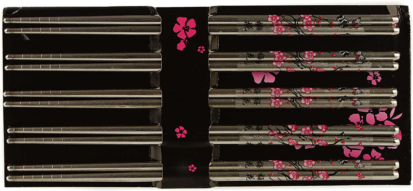 Premium Reusable Stainless Steel Chopsticks Great for Dinner, Kitchen, Ramen, Dishwasher Safe 8.8"