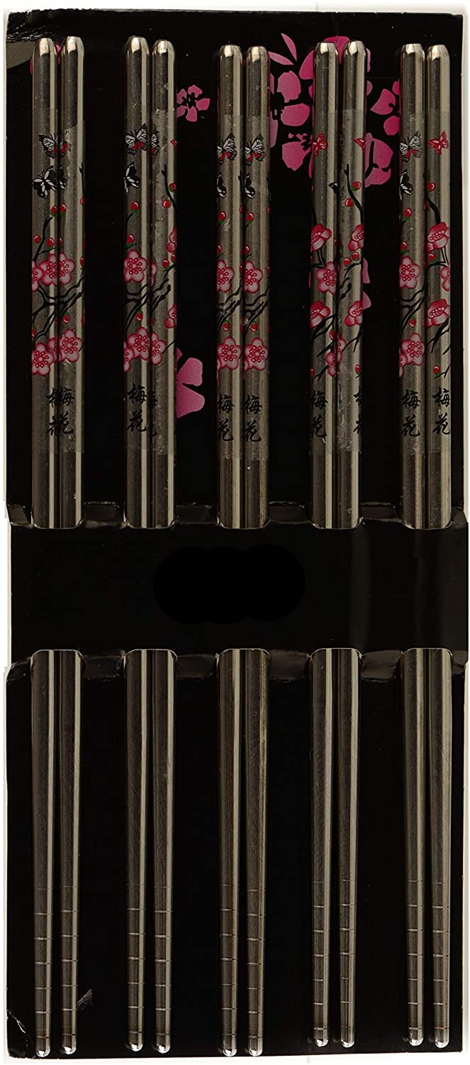 Premium Reusable Stainless Steel Chopsticks Great for Dinner, Kitchen, Ramen, Dishwasher Safe 8.8"
