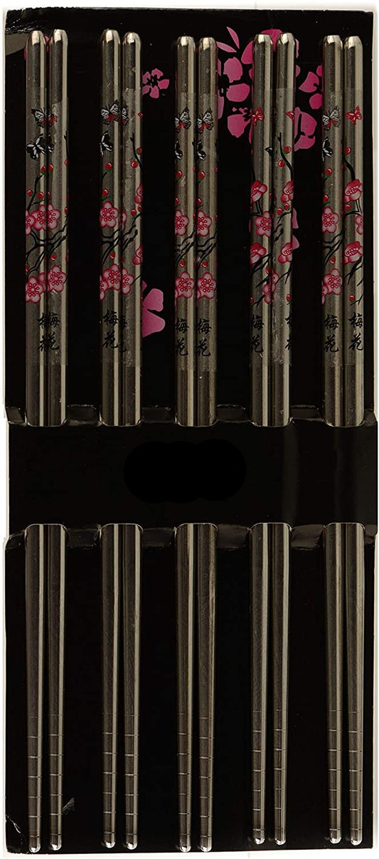 Premium Reusable Stainless Steel Chopsticks Great for Dinner, Kitchen, Ramen, Dishwasher Safe 8.8"