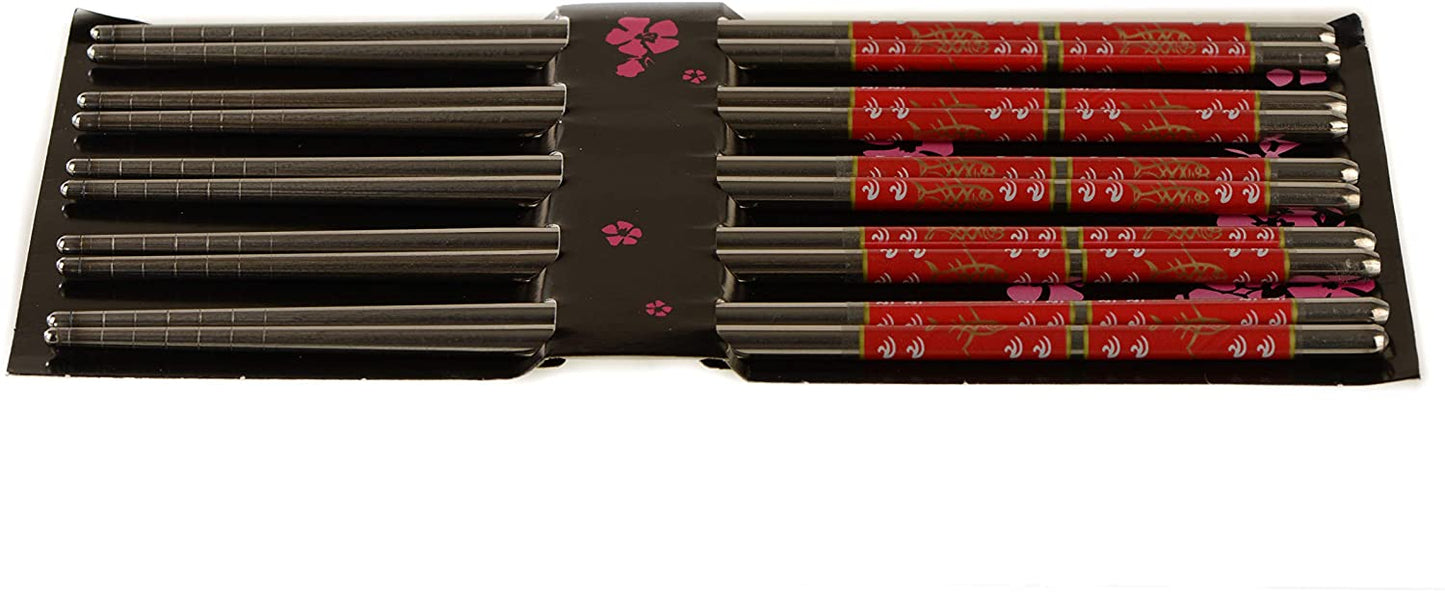 Premium Reusable Stainless Steel Chopsticks Great for Dinner, Kitchen, Ramen, Dishwasher Safe 8.8"