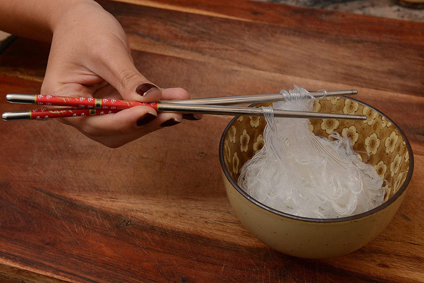 Premium Reusable Stainless Steel Chopsticks Great for Dinner, Kitchen, Ramen, Dishwasher Safe 8.8"
