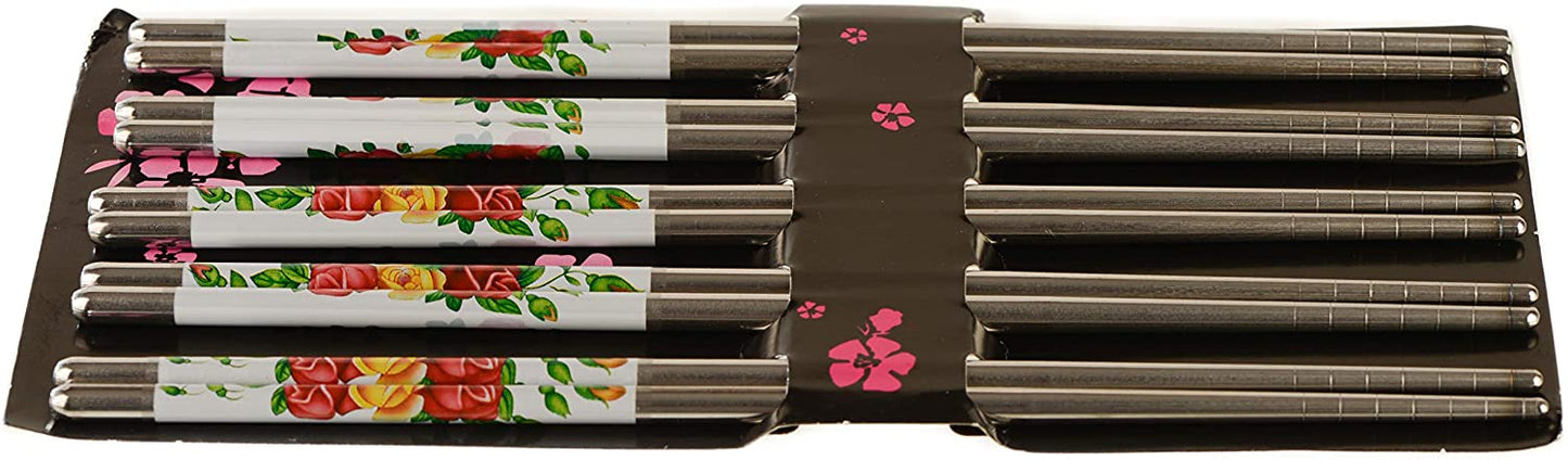 Premium Reusable Stainless Steel Chopsticks Great for Dinner, Kitchen, Ramen, Dishwasher Safe 8.8"