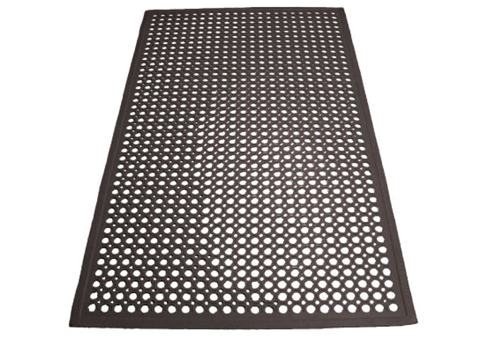 Anti Fatigue Floor Mat w/ Beveled Edges, Rubber, 3 x 5 x 1/2", Black