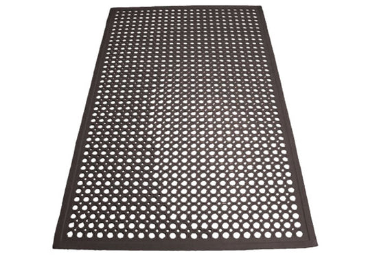 Anti Fatigue Floor Mat w/ Beveled Edges, Rubber, 3 x 5 x 1/2", Black