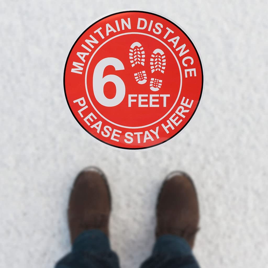 Maintain 6 Feet Distance Sign - Removable, Weather Proof, Office Stickers, Safety Office Stickers, Vehicle Stickers, Decal for Car, School, Business 6 Feet Distance Sign