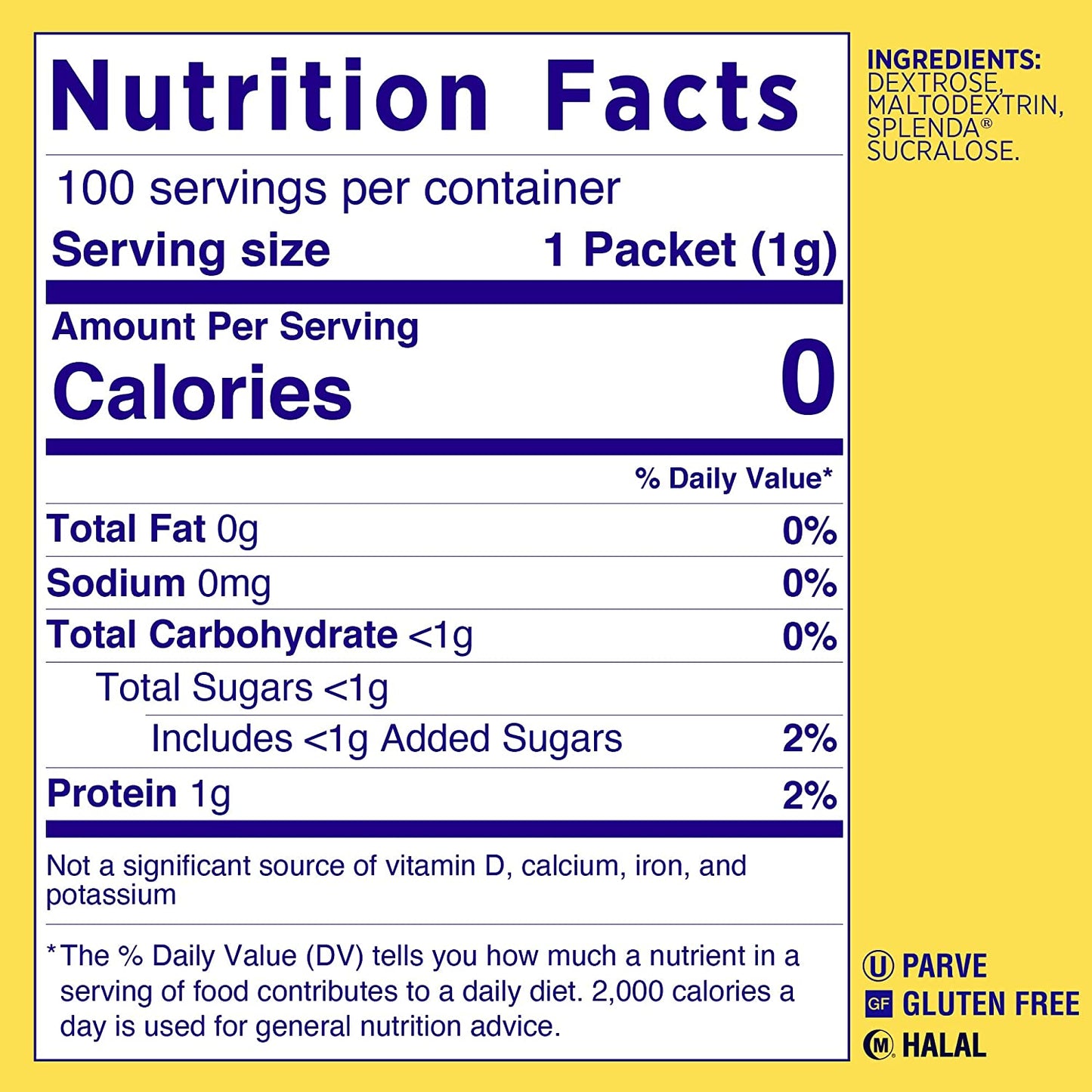 SPLENDA No Calorie Sweetener, Single-Serve Packets, 3.5 Ounce Sugar Substitute