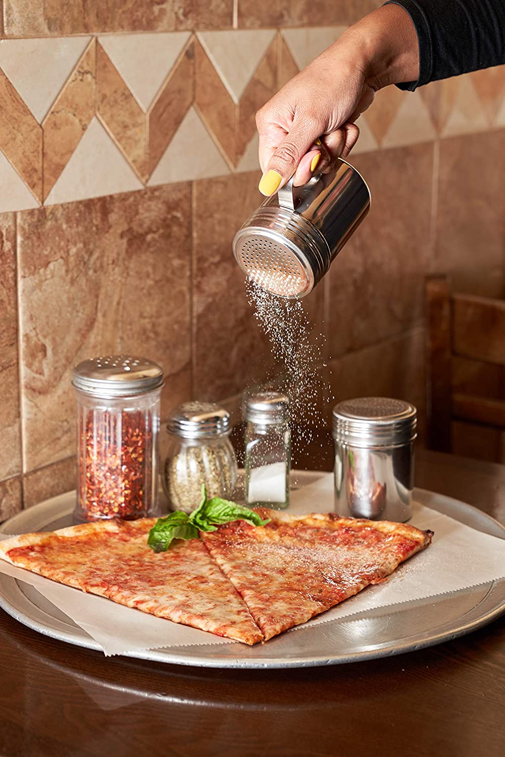Stainless Steel Versatile Dredge Shaker Set with Handles 10 Ounce - Salt, Pepper, Sugar, Condiments, Oregano, Spices Shaker for Restaurants, Baking, Cooking by EcoQuality (10oz)