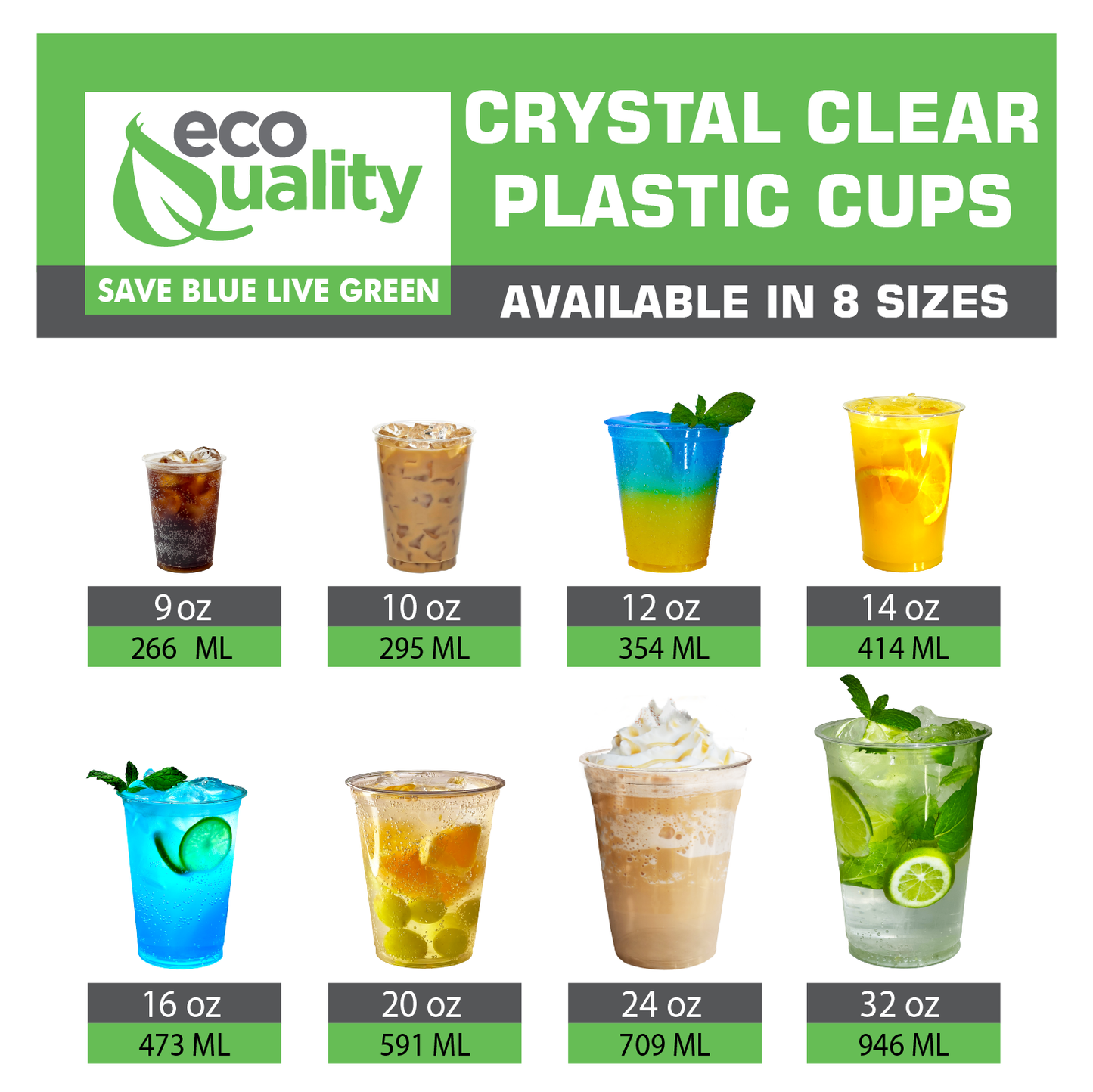 32oz Disposable Pet Clear Plastic Smoothie Cups