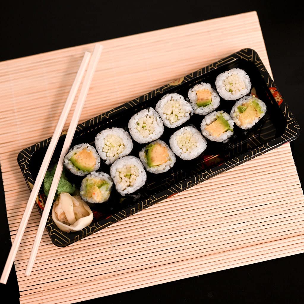 EcoQuality Natural Bamboo Sushi Rolling Mat - Sushi Rolling Pad, Sushi Roller - Sushi Rolling Maker, Perfect Square Size 9.5 x 9.5 Inches