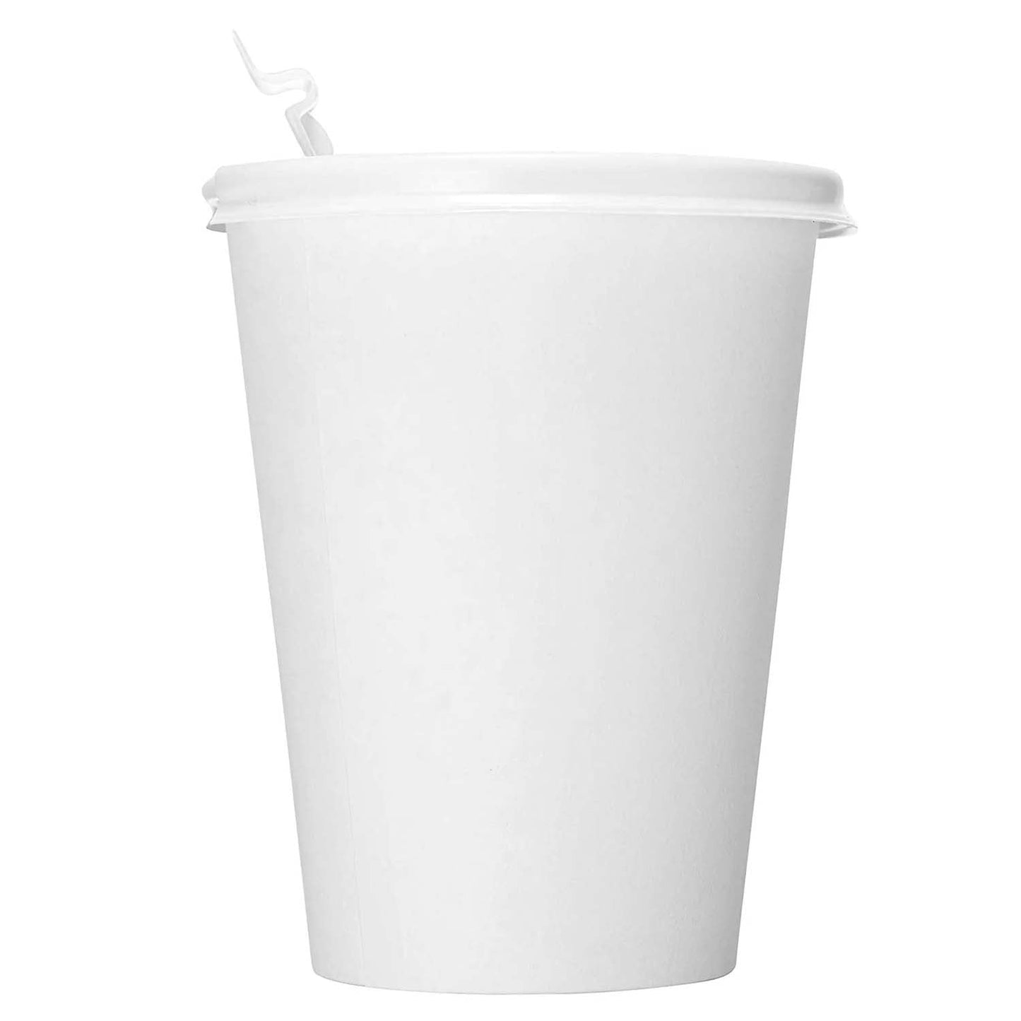 12oz Disposable White Paper Hot Cold Cups with White Flat Lids