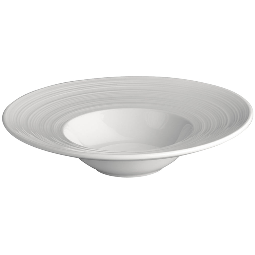 14 oz porcelain white soup bowls with linear embossment design microwave and dishwasher safe easy to use and clean stackable chip stain and scratch resistant