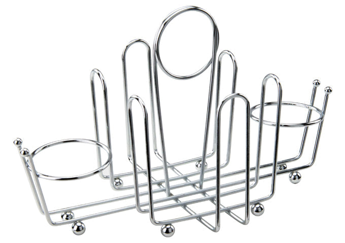 Chrome Plated Cruet Rack for Salt/Pepper Shaker & Sugar Packets
