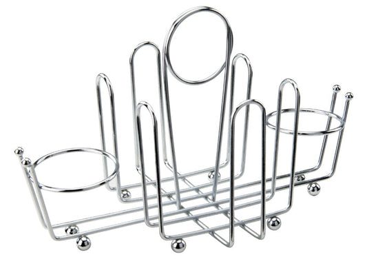 Chrome Plated Cruet Rack for Salt/Pepper Shaker & Sugar Packets