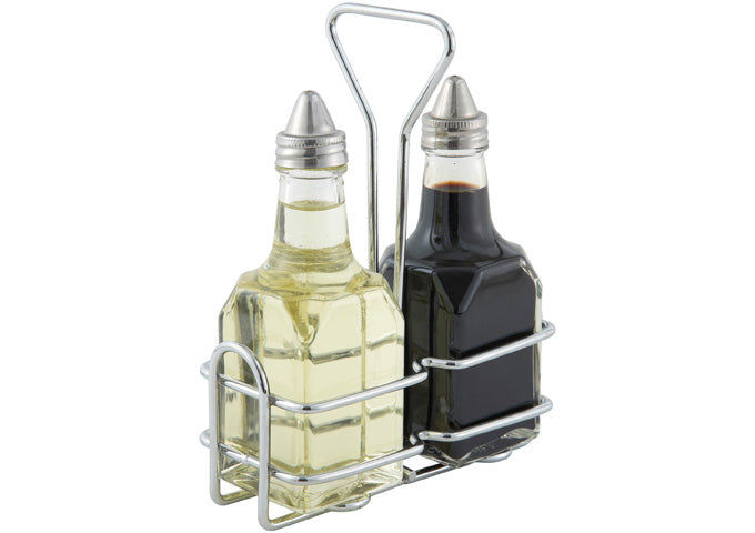 Cruet Rack for 6oz Oil/Vinegar Bottles, Black Coating / Black Wire