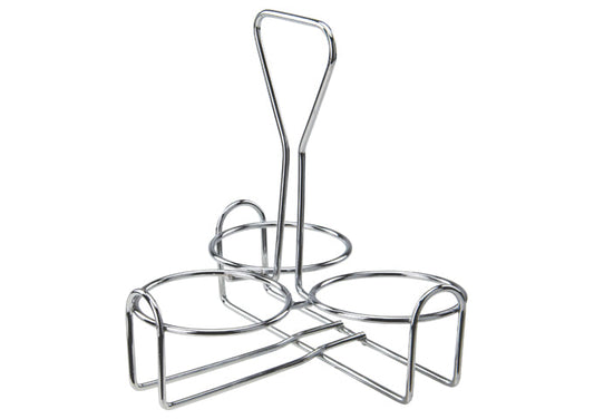 Chrome Plated 3-Ring Condiment Jar Rack