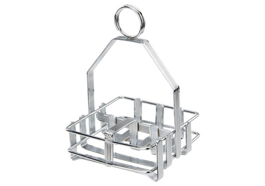 Chrome Plated Cruet Rack for Salt/Pepper Shaker & Sugar Packets
