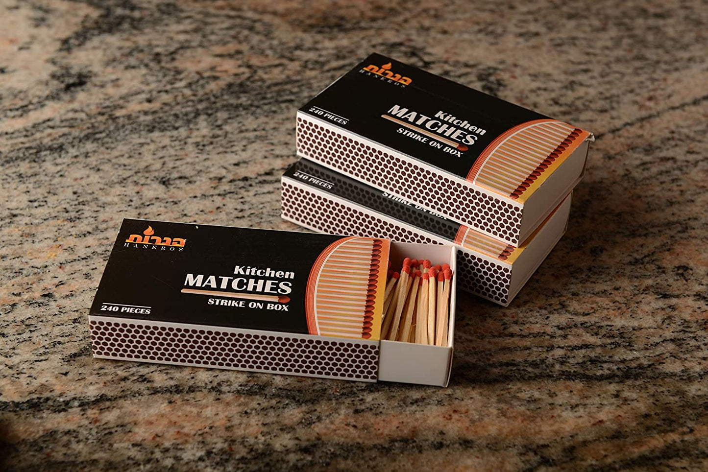 Wooden Strike on Box Matches - 240 Count Per Box - Kitchen Matches, Camping, Candles and Stove - Lot Bulk, Wholesale