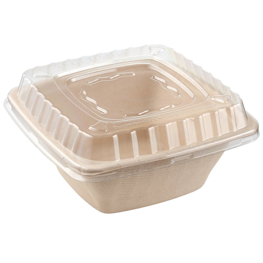 Eco Friendly Disposable Square Bowls Compostable Container with Dome Lids