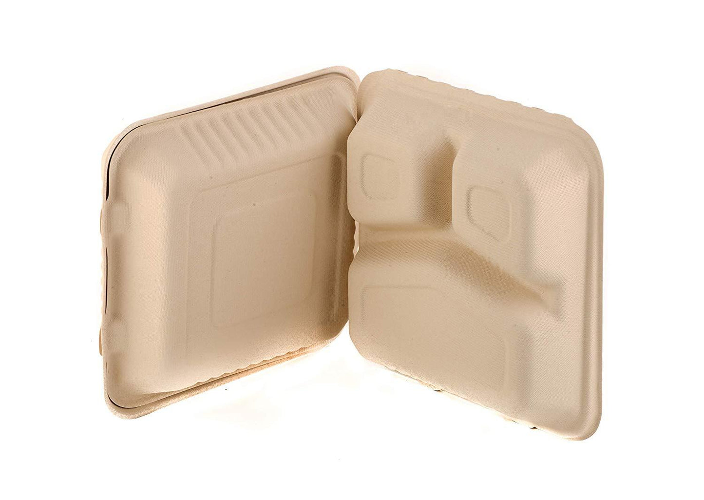 Eco-Friendly 3 Compartment  Hinged Clamshell Heavy-Duty Disposable Containers