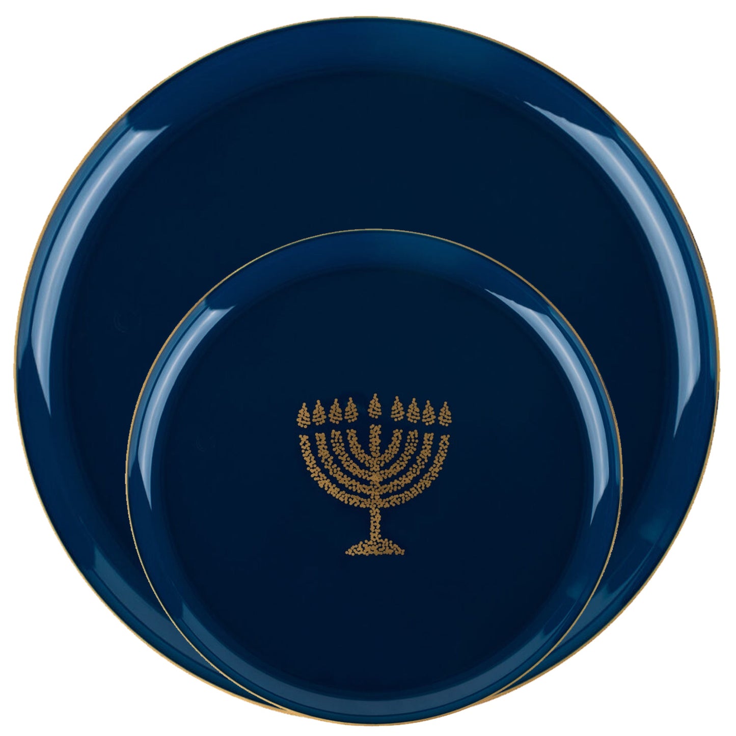 Disposable Fancy Chanukah Hanukkah Glitter Plastic Dinner 10"/Dessert 6.3" Plates Combo Blue/Gold