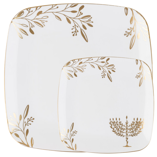 Chanukah Dessert Plate Dinner Plate Blue Charger Plate 10 inch 7 inch Holiday Party Hanukkah Disposable Plates Gold Dinner Plates
