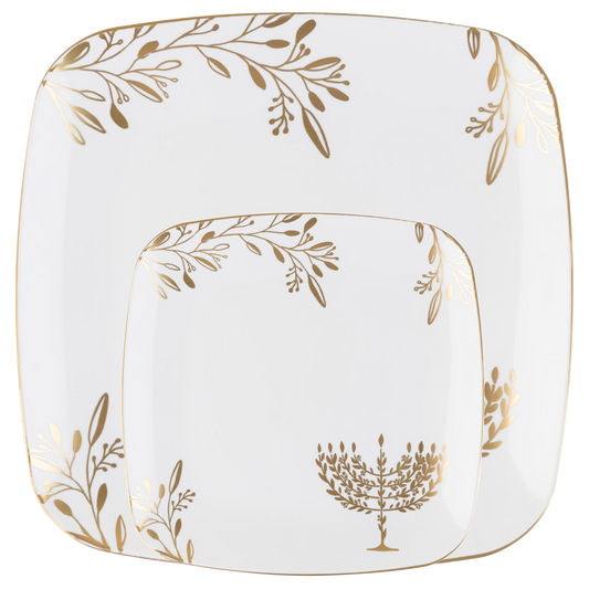 Chanukah Dessert Plate Dinner Plate Blue Charger Plate 10 inch 7 inch Holiday Party Hanukkah Disposable Plates Gold Dinner Plates