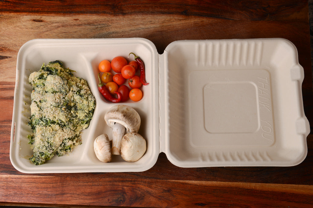 Eco-Friendly 3 Compartment  Hinged Clamshell Heavy-Duty Disposable Containers