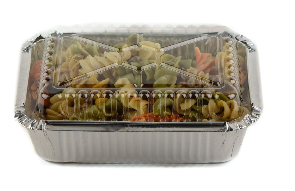Aluminum Pan Oblong Take Out Foil Baking Containers with Dome Lids (1LB, 1 1/2LB, 2 1/2LB) (Shallow & Deep)