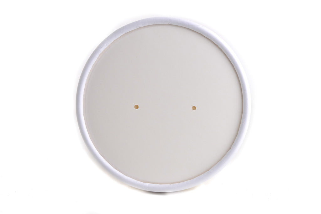115mm Vented Lids for Paper Soup Containers Fits 12oz, 16oz , 26oz, 32oz (Kraft, White)